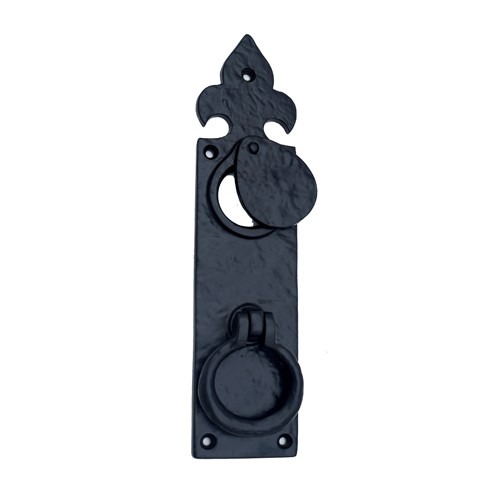 "Abishua" Black Antique Iron Cylinder Cover Drop Pull